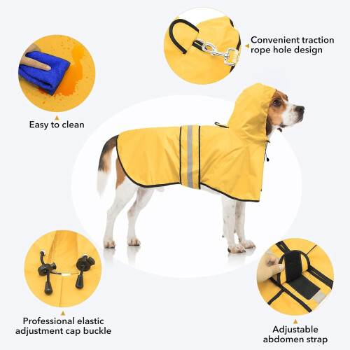 Impermeabile per cani, riflettente, con cappuccio regolabile. 1