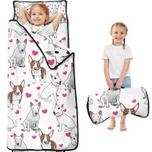 Bull Terrier Nap Mat for Toddlers with Heart Design