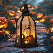 Halloween candle lantern with LED lights for indoor outdoor