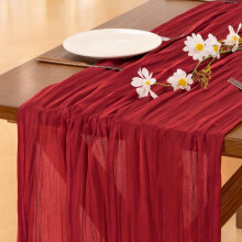 Chemin de table en mousseline couleur terre cuite, 305 cm – Décoration bohème rustique pour mariage, baby shower, automne, Thanksgiving ou toute