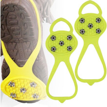 Universal Non-Slip Ice Traction Cleats with 5 Steel Nails & Anti-Slip Silicone Grips for Hiking, Walking, Climbing, Fishing on Ice/Snow – Compatible