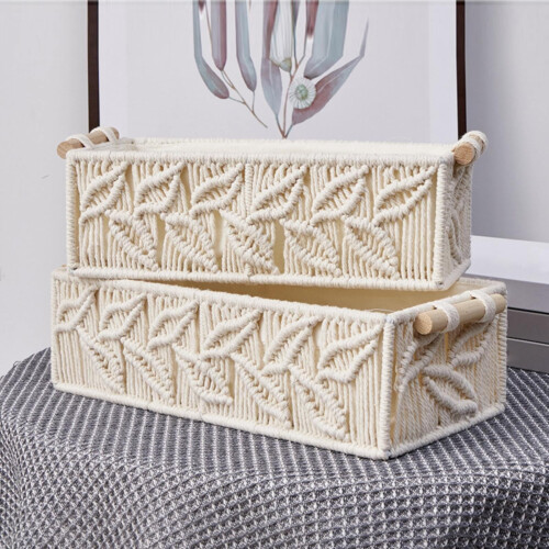 Makramee-Aufbewahrungskörbe, 2er-Set, beige, groß und mittel 1