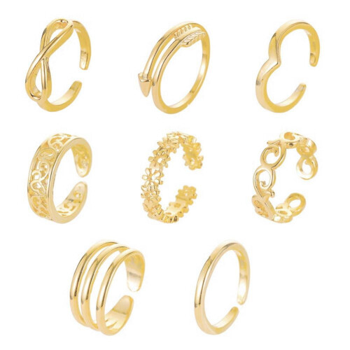 Adjustable Alloy Toe Rings Gold Silver Set