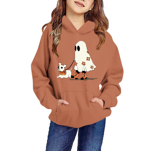 Παιδικό χακί oversized φούτερ με κουκούλα για το Halloween 4-14 ετών 1