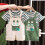 Completo due pezzi in cotone per bambini piccoli, composto da top a righe bianche e 2