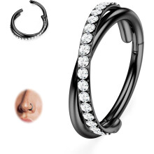 G23 Titanium Nose Hoops with CZ Stones for 16G-20G Piercings