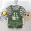 Completo due pezzi in cotone per bambini piccoli, composto da top a righe verdi e 5