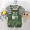 Completo due pezzi in cotone per bambini piccoli, composto da top a righe verdi e 2