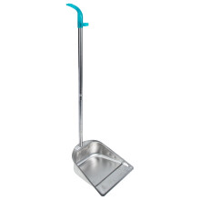 Dustpan with Upright Steel Handle, Stainless Steel,