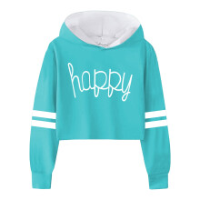 Girls Casual Hoodie Sweatshirt Letter Print Stripes Loose