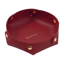 Faux Leather Foldable Organizer Tray Red