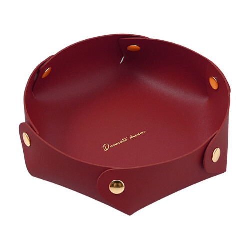 Faux Leather Foldable Organizer Tray Red