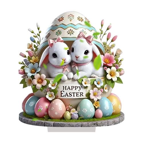 Easter bunny decor rabbit and egg figurines set