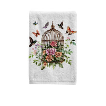 Cotton Hand Towel with Bird Butterfly Flower Design 15.5 x