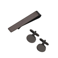 Stainless Steel Tie Clip and Cufflinks Set 1 Pair
