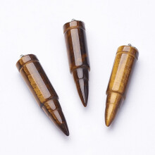 Spitzanhänger mit Tigerauge-Motiv, Edelstahl, 42-46 x 10 mm