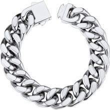 Cubaanse schakelarmband van roestvrij staal voor heren, zwart of 18K
