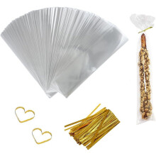 Clear Cellophane Candy Bags with Metallic Twist Ties 4x6