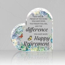 Hartvormig acrylplaatje met inspirerende quote, 3,9 inch