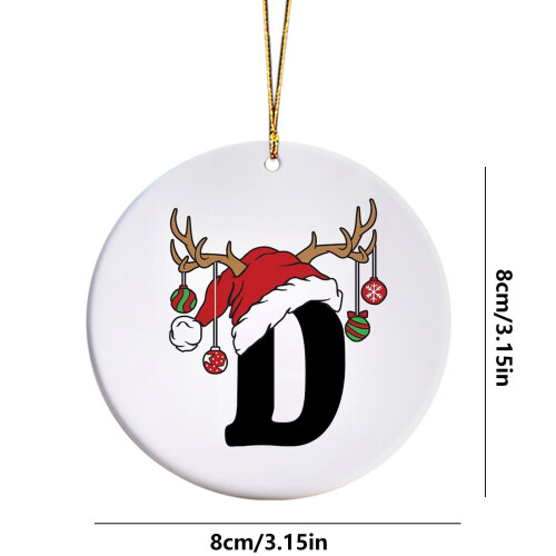 Personalized Christmas Pendant Ornament Black Lettering Hat 2