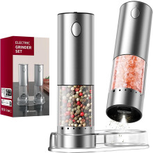 Salière et poivrière LED rechargeables en acier inoxydable