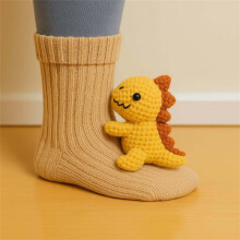 3D-strikkede dyresokker beige unisex par