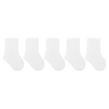 Baby Girl Frilly Ruffle Socks Soft Cotton 5-Pack White 0-6