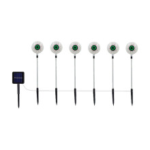Halloween LED-lichtslinger op zonne-energie met 6 bolvormige lampen voor in de grond.
