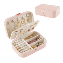 Travel Jewelry Box PU Leather Double Layer Mini Case