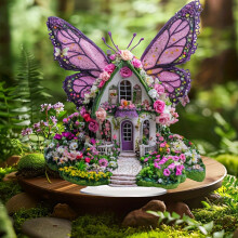 Colorful Flower House Acrylic Ornament 1pc