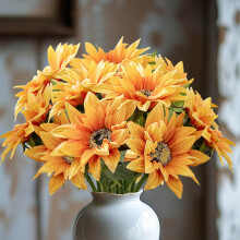 Bouquet de mini tournesols jaunes avec tiges (1 paquet)