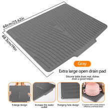 Tapis égouttoir à vaisselle en silicone 61 x 48 cm avec bord surélevé