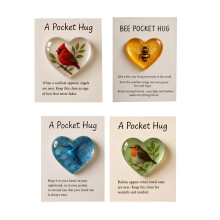 Hummingbird Pocket Hug Heart Charm with Message Card