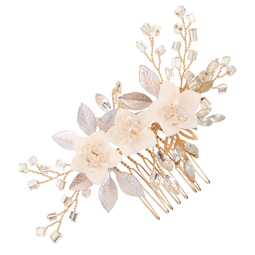 Bridal Hair Comb Rhinestone Floral Design Handmade