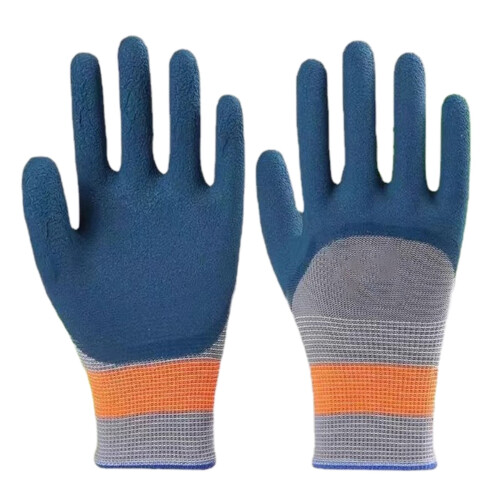 Rubber Latex Coated Work Gloves Crinkle Grip Heavy Duty