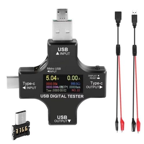 Συσκευή δοκιμής USB-C με οθόνη IPS 2 σε 1