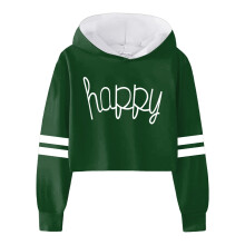 Girls Casual Hooded Sweatshirt Letter Print Stripes