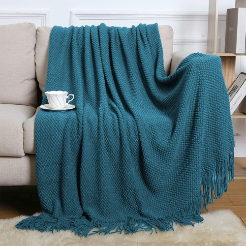 Knitted Tweed Throw Blanket 68x50 inches