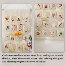 2X Fabric Christmas Calendar with Pockets24 Days Countdown Calendar Hanging Storage Bag