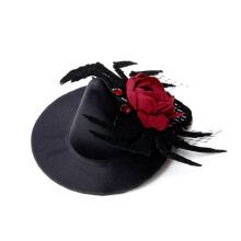 Halloween Witch Hat Hair Clip with Rose Tulle Spider Crystal