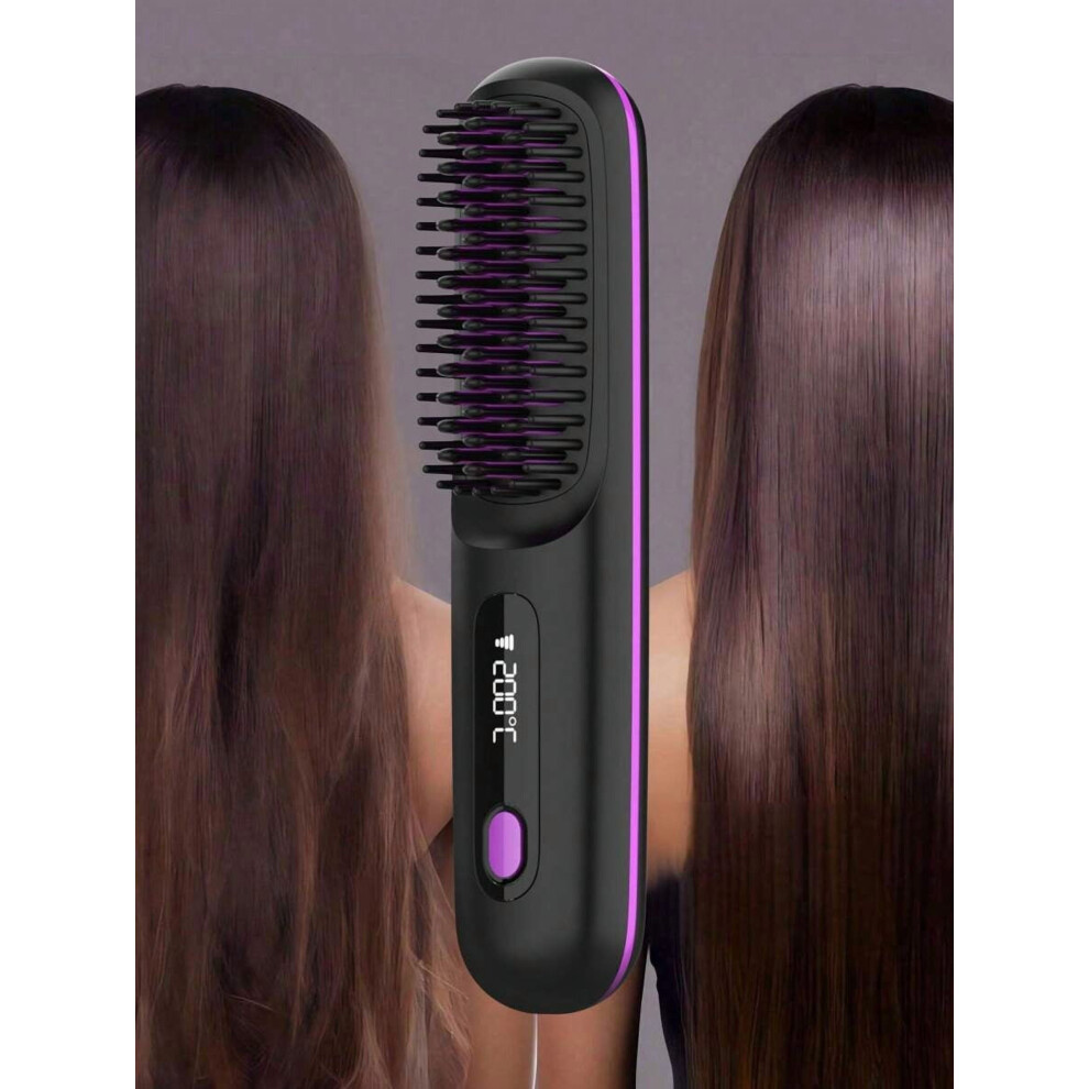 Cordless Rechargeable Hair Straightener Brush Portable
