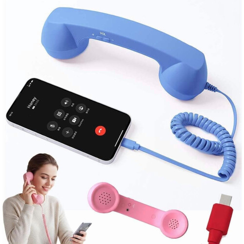Pekkaxy Retro Phone Handset Type-C Wired Landline Receiver