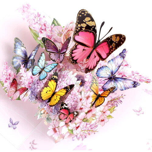 Κάρτα γενεθλίων Butterfly Waltz3D με χρυσή άκρη