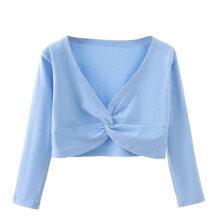 Girls' long sleeve cardigan shrug blue 8-9 years