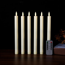LED Taper Candles Flameless 6 pcs White Beige with Remote