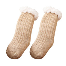 Toddler Winter Socks Warm Grip Khaki 6-Pack