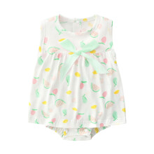 Girls Sleeveless Romper with Cartoon Print