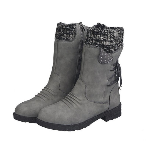 Women's Mid-Calf Winter Snow Boots Woolen Yarn Back Strap 1