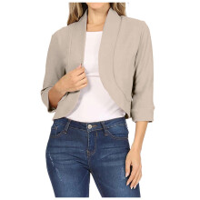 Women's Khaki Open-Front Crop Blazer XXL