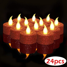 Glitter LED Tea Lights Gold Warm White 6 Pcs